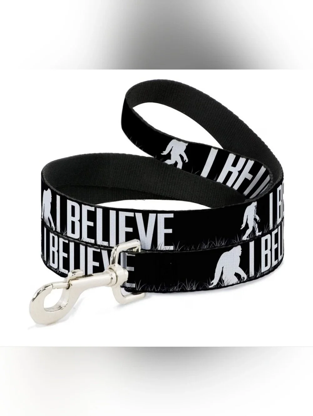 Buckle-Down 4ft Long Wide Dog Leash - Bigfoot Silhouette - BELIEVE Pet Leash
